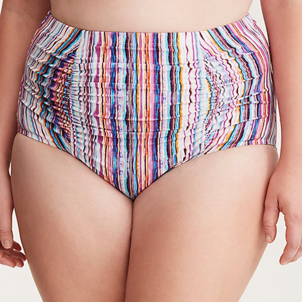 Torrid 3X Swim Bottom Stripe High Waist Ruched NWT